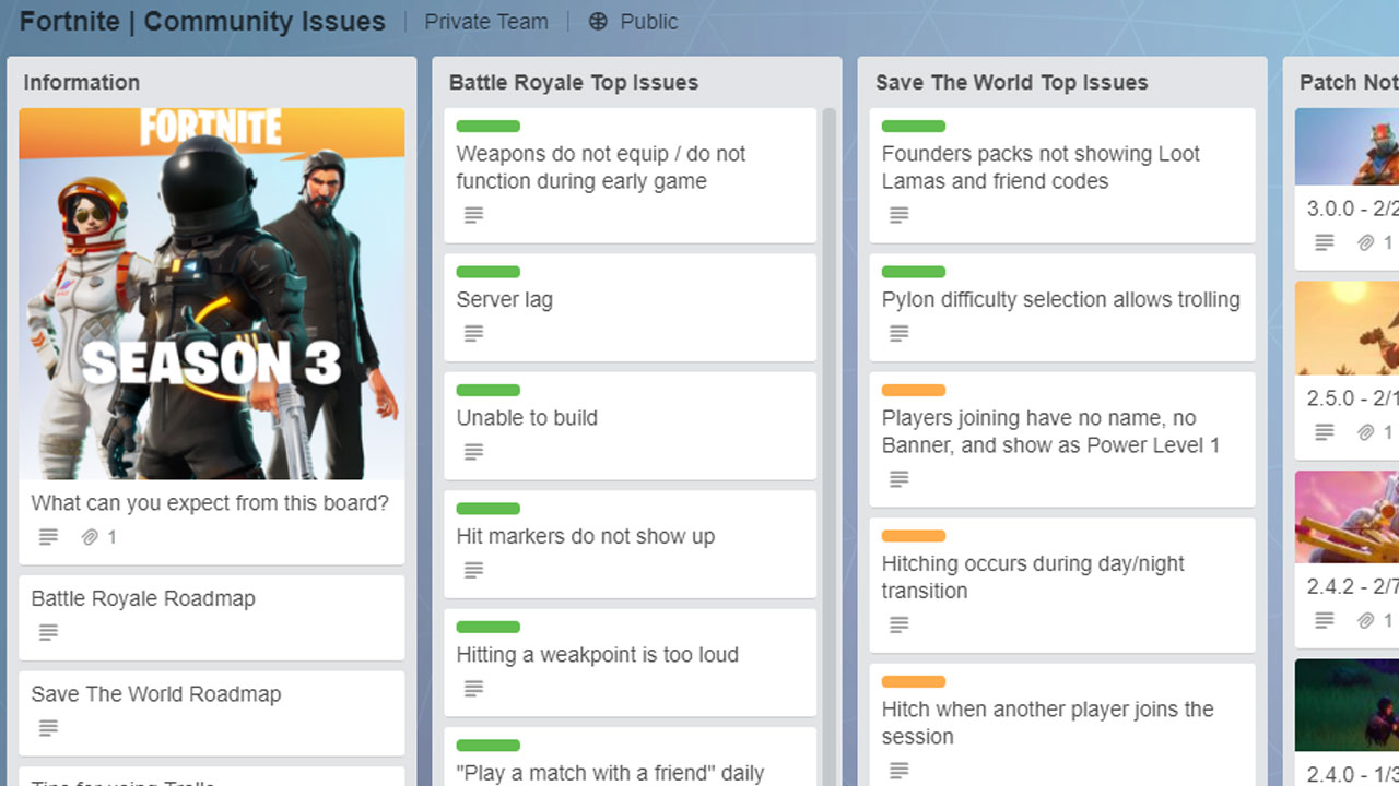 Fortnite Trello ボードを使用すると、Epic Games をスパイできます